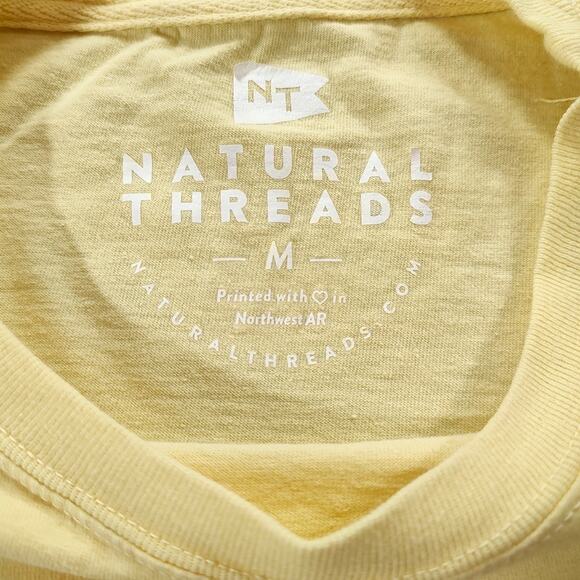 NATURAL THREADS Cowboy Mountain Bike T-Shirt Butter Yellow Brown NWA Cycling M - Picture 3 of 4